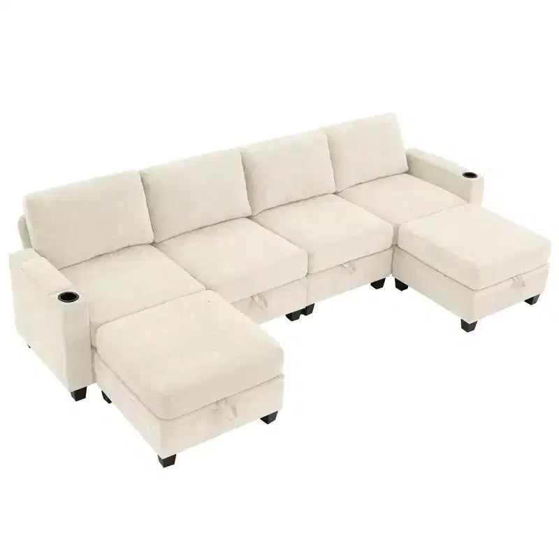 Hyleory 117 Modern Corduroy 5 seater Couch Sectional Sofa for Living Room