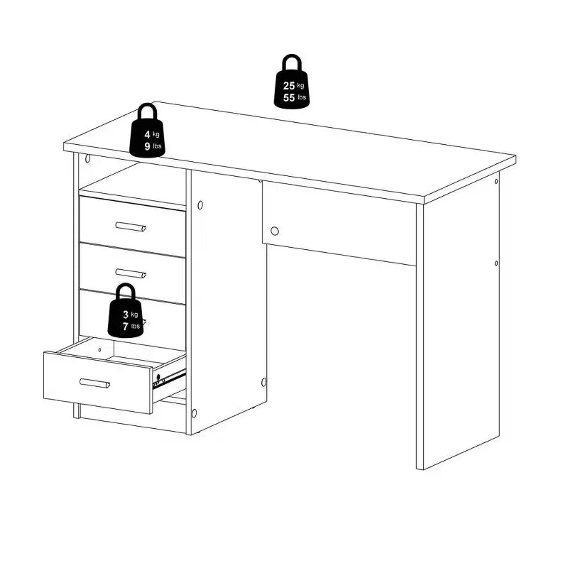 Tvilum,Desk with 4 Drawers Black Woodgrain