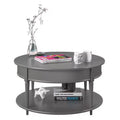 RealRooms Arielle Round Two-Shelf Coffee Table, Gray