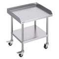 VEVOR Stainless Steel Work Table, 24 x 28 x 30 Inch Commercial Food Prep Worktable with 4 Wheels,Casters,3-Sided Backsplash HeavyDuty Prep Worktable
