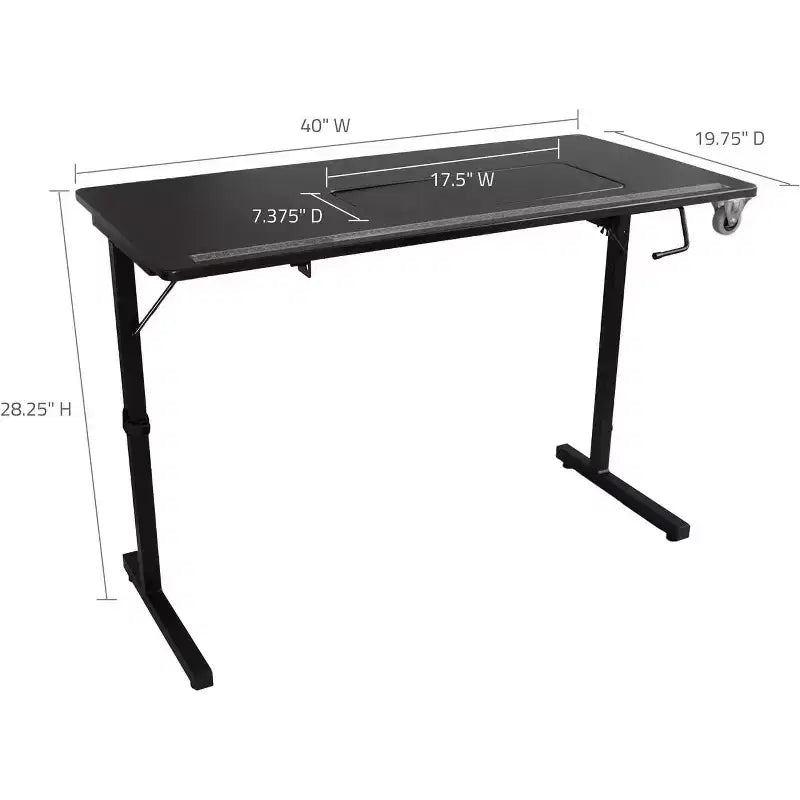 SewingRite SewStation 101 Portable Folding Sewing Table with Steel Legs, Black - Perfect for Home, Office and Business