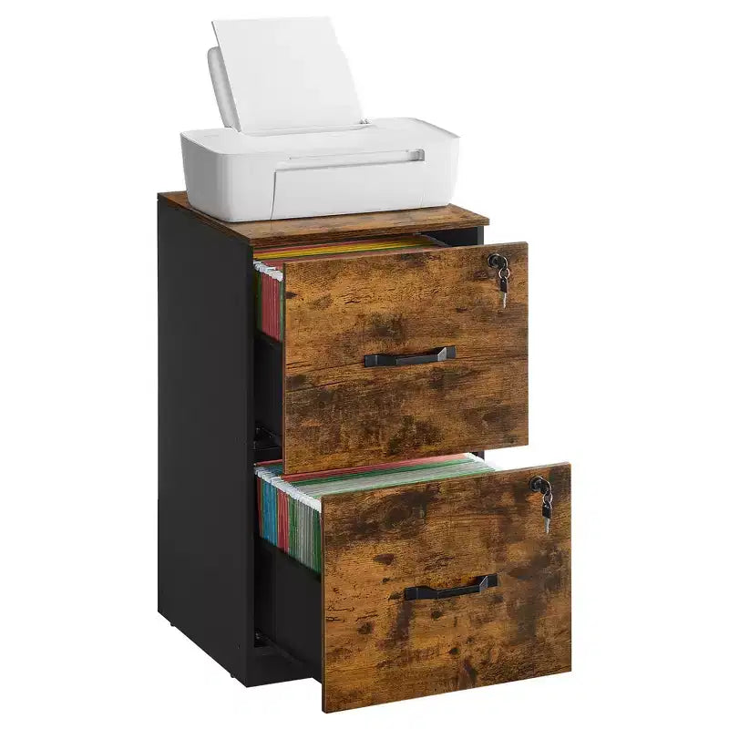 2-Drawer Vertical File Cabinet with 2 Lockable Drawers, Adjustable Hanging Rail, Filing Cabinet, Printer Stand