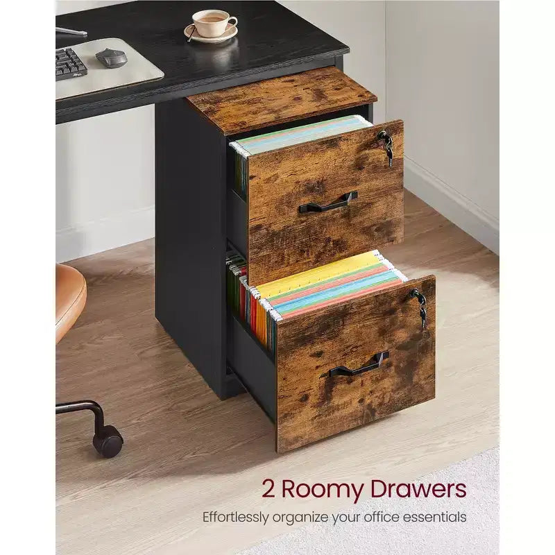 2-Drawer Vertical File Cabinet with 2 Lockable Drawers, Adjustable Hanging Rail, Filing Cabinet, Printer Stand