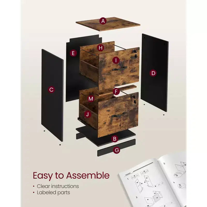 2-Drawer Vertical File Cabinet with 2 Lockable Drawers, Adjustable Hanging Rail, Filing Cabinet, Printer Stand