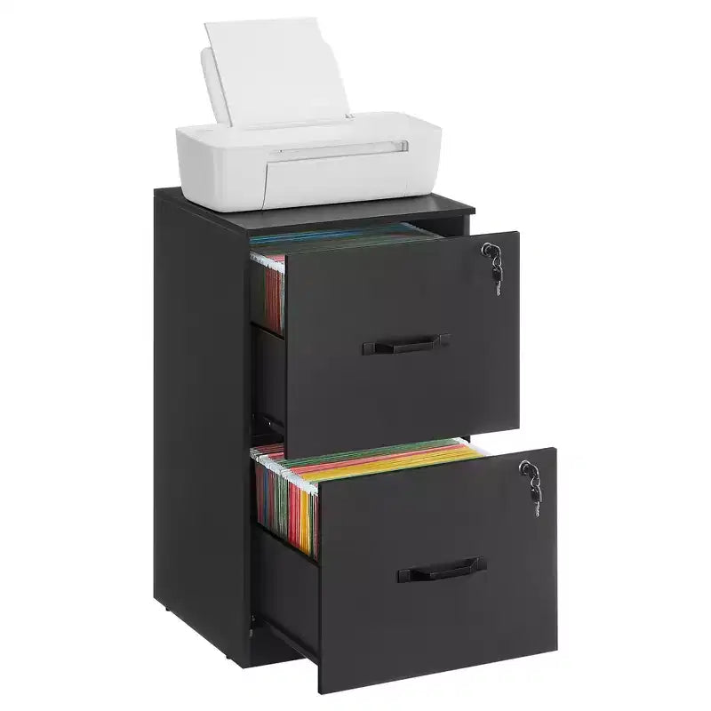 2-Drawer Vertical File Cabinet with 2 Lockable Drawers, Adjustable Hanging Rail, Filing Cabinet, Printer Stand