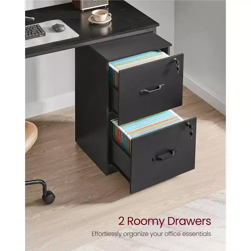 2-Drawer Vertical File Cabinet with 2 Lockable Drawers, Adjustable Hanging Rail, Filing Cabinet, Printer Stand