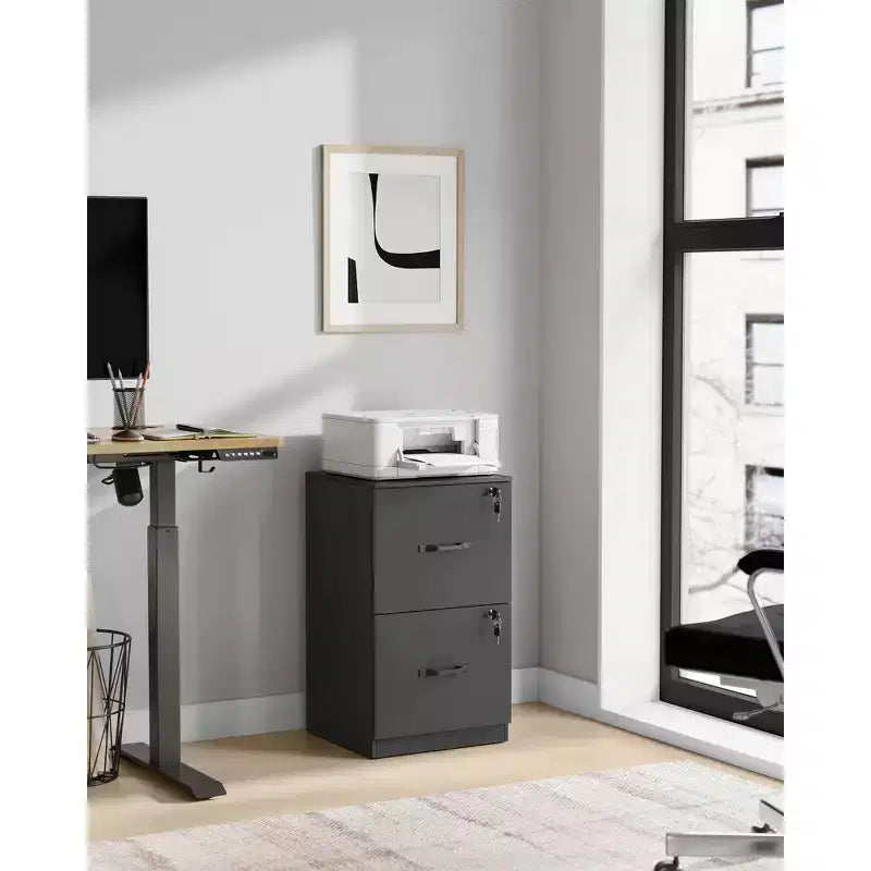 2-Drawer Vertical File Cabinet with 2 Lockable Drawers, Adjustable Hanging Rail, Filing Cabinet, Printer Stand