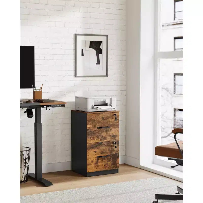 2-Drawer Vertical File Cabinet with 2 Lockable Drawers, Adjustable Hanging Rail, Filing Cabinet, Printer Stand