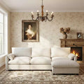 Whisen Oversized Chenille Sectional Sofa Couch with Storage Ottoman and Pockets, Adjustable Phone Holder and Charging Ports
