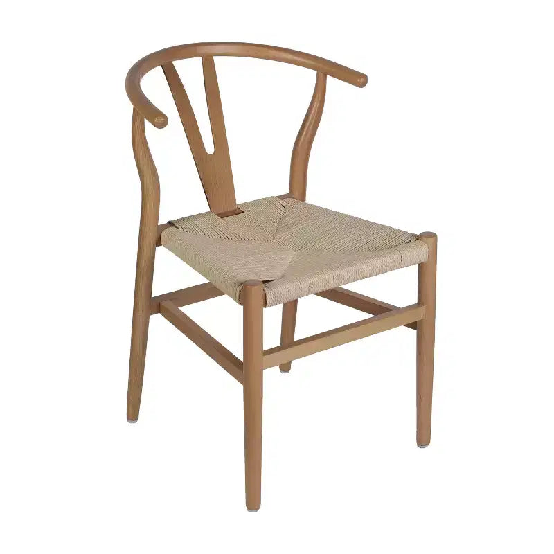 Merrick Lane Stack Dining Chair with Y-Back Style Design, Solid Wood Frame, Woven Kraft Paper Rope Seat