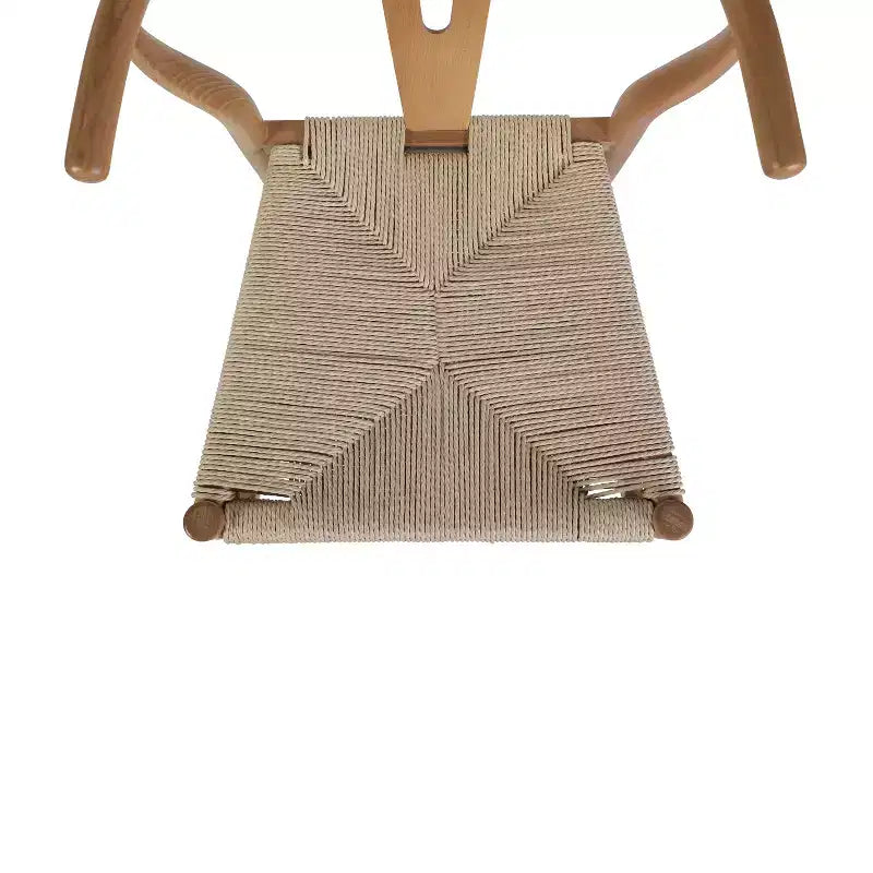 Merrick Lane Stack Dining Chair with Y-Back Style Design, Solid Wood Frame, Woven Kraft Paper Rope Seat
