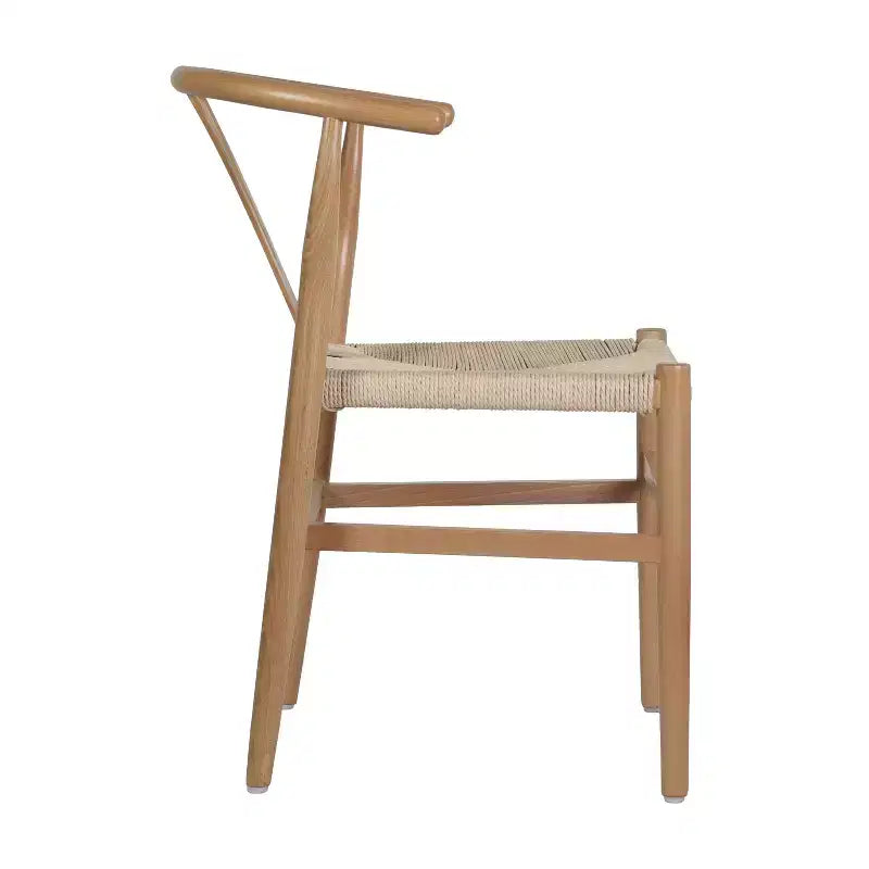 Merrick Lane Stack Dining Chair with Y-Back Style Design, Solid Wood Frame, Woven Kraft Paper Rope Seat
