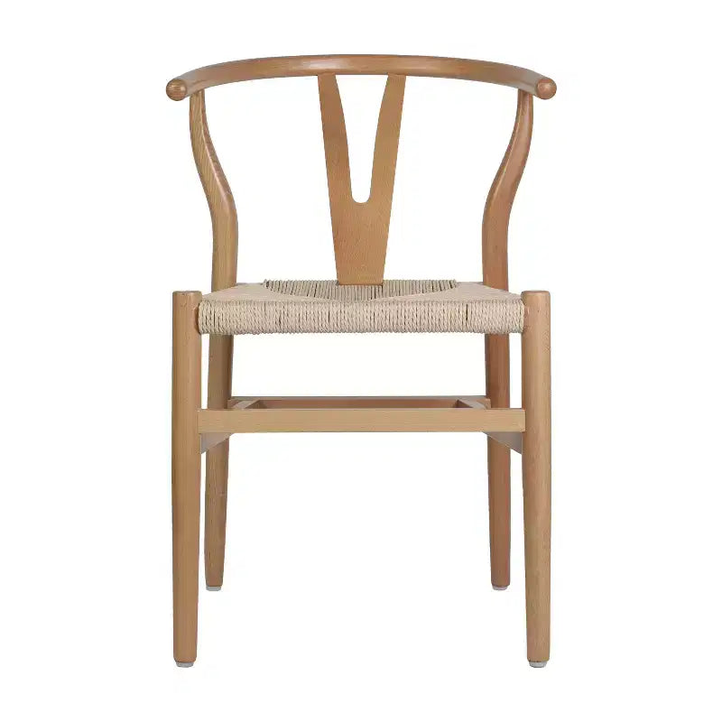 Merrick Lane Stack Dining Chair with Y-Back Style Design, Solid Wood Frame, Woven Kraft Paper Rope Seat