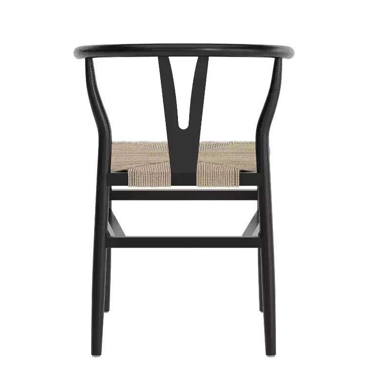 Merrick Lane Stack Dining Chair with Y-Back Style Design, Solid Wood Frame, Woven Kraft Paper Rope Seat