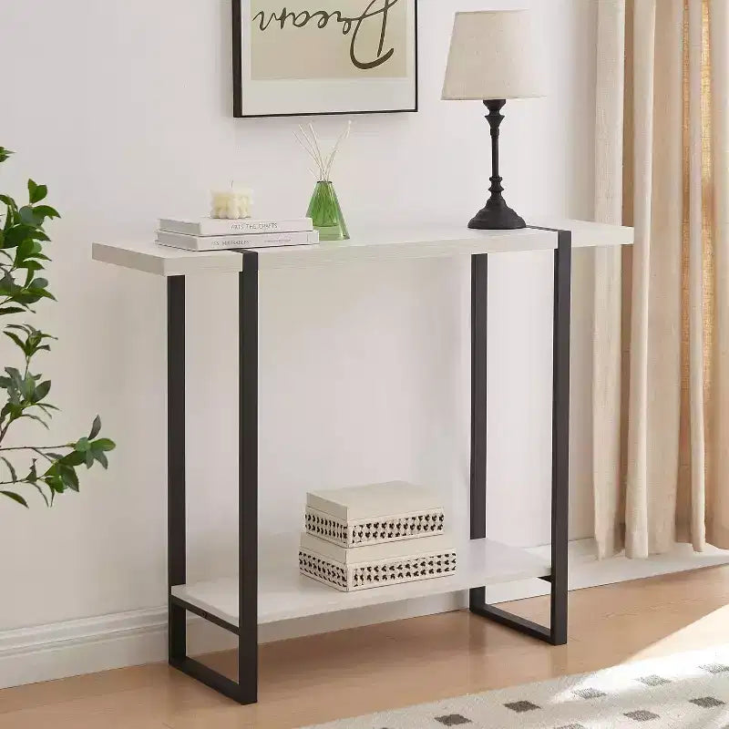 Kings Brand Furniture Console Table with Shelves - Modern Metal Wood Sofa Table for Living Room, Entryway, Hallway, Foyer