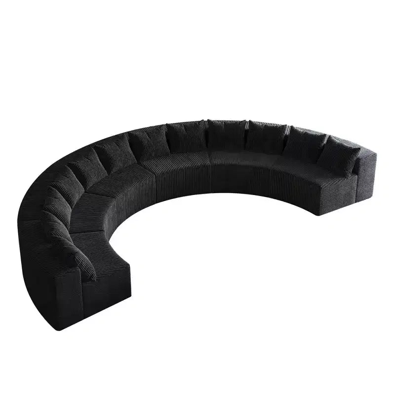 Corduroy curved sectional Foam sofa with 12 pillows,Curved Symmetrical Modular Semi Circular Sofa (six modules)