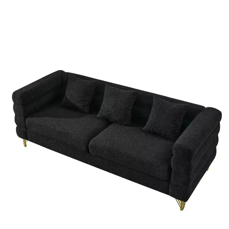 81-Inch Oversized 3-Seater Sectional Sofa for Living Room - Comfortable Fabric with Deep Seating and 3 Pillows