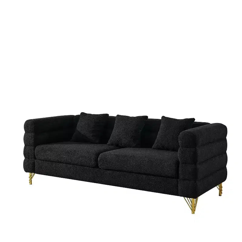 81-Inch Oversized 3-Seater Sectional Sofa for Living Room - Comfortable Fabric with Deep Seating and 3 Pillows