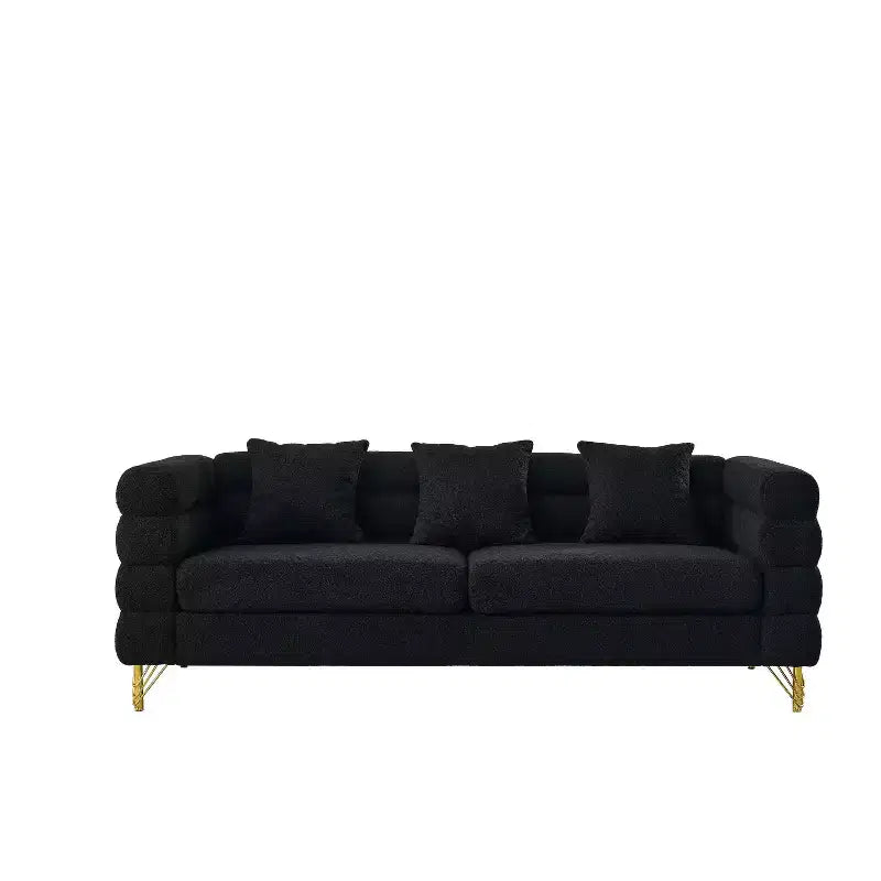 81-Inch Oversized 3-Seater Sectional Sofa for Living Room - Comfortable Fabric with Deep Seating and 3 Pillows