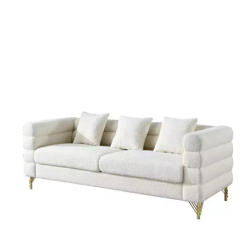 81-Inch Oversized 3-Seater Sectional Sofa for Living Room - Comfortable Fabric with Deep Seating and 3 Pillows