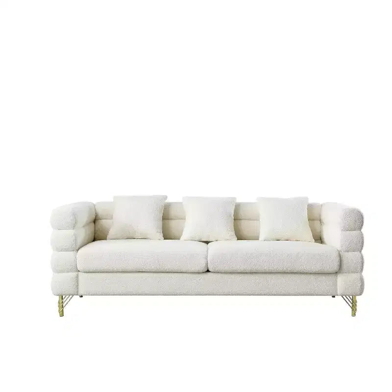 81-Inch Oversized 3-Seater Sectional Sofa for Living Room - Comfortable Fabric with Deep Seating and 3 Pillows