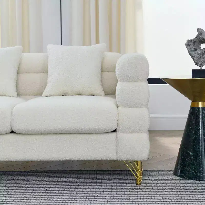 81-Inch Oversized 3-Seater Sectional Sofa for Living Room - Comfortable Fabric with Deep Seating and 3 Pillows
