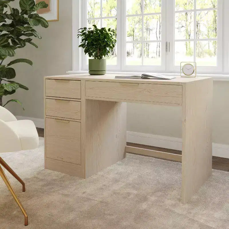 Martha Stewart Kayden Home Office Modular Single-Drawer Desk with 3 Drawer File Cabinet