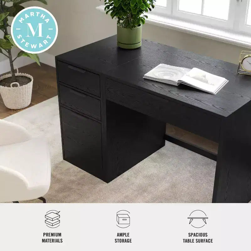 Martha Stewart Kayden Home Office Modular Single-Drawer Desk with 3 Drawer File Cabinet