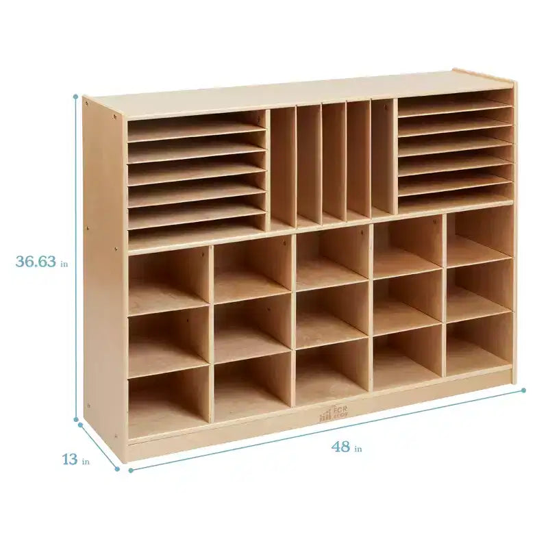 ECR4Kids Multi-Section Mobile Tray Cabinet with Cubby Storage Compartments, Kids Furniture