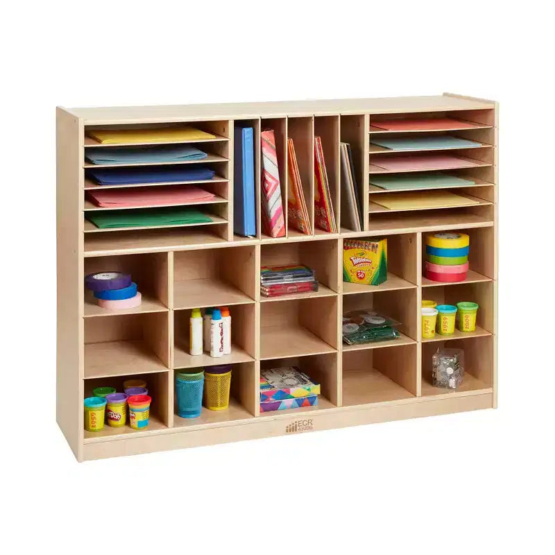 ECR4Kids Multi-Section Mobile Tray Cabinet with Cubby Storage Compartments, Kids Furniture