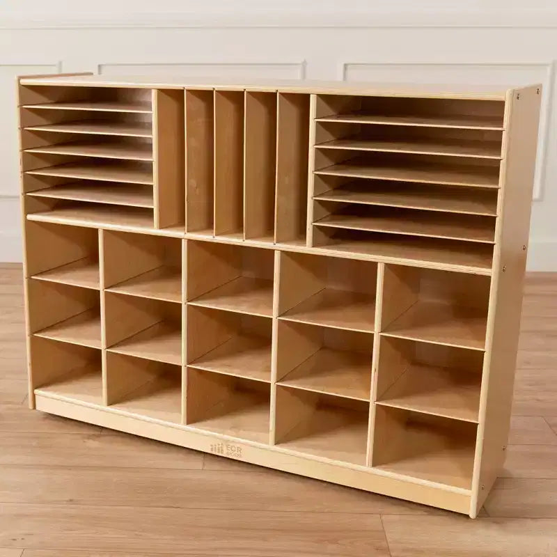 ECR4Kids Multi-Section Mobile Tray Cabinet with Cubby Storage Compartments, Kids Furniture