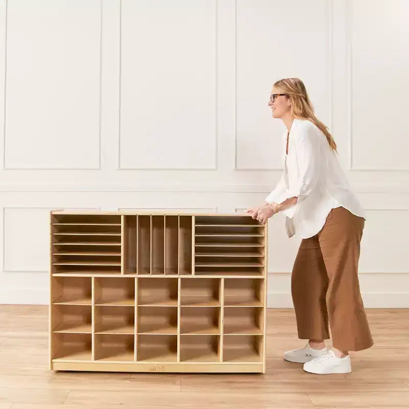ECR4Kids Multi-Section Mobile Tray Cabinet with Cubby Storage Compartments, Kids Furniture