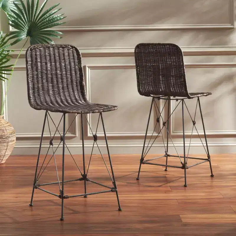 Minerva Weaved Counter Stool (Set Of 2) - BST6505 - Safavieh