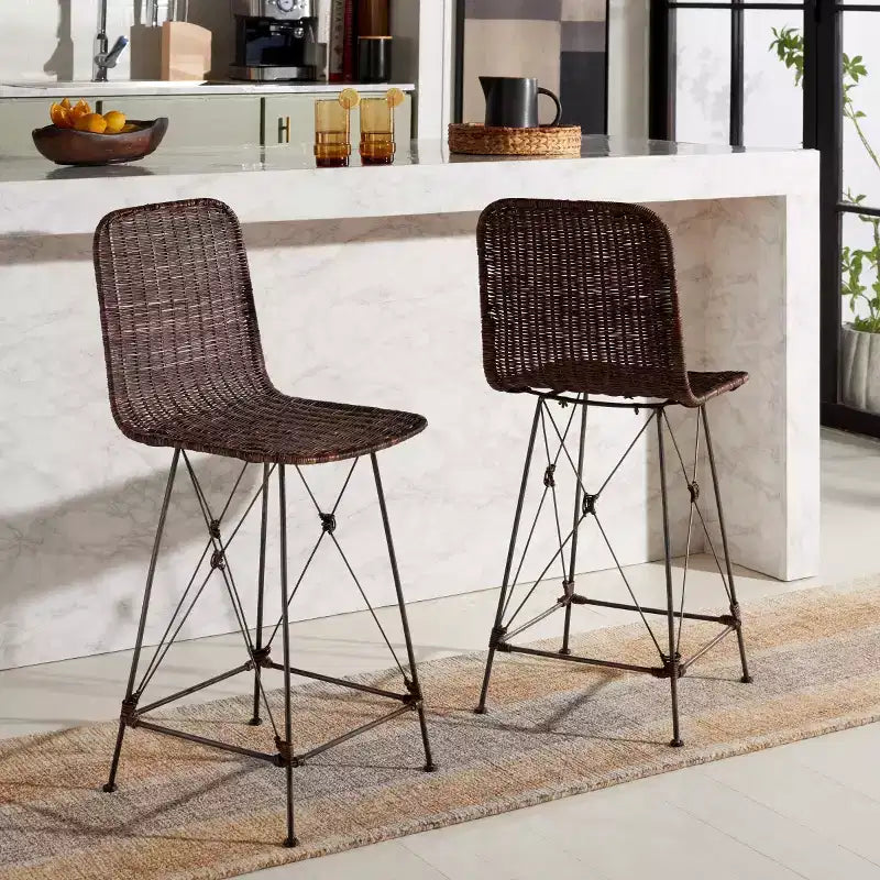 Minerva Weaved Counter Stool (Set Of 2) - BST6505 - Safavieh