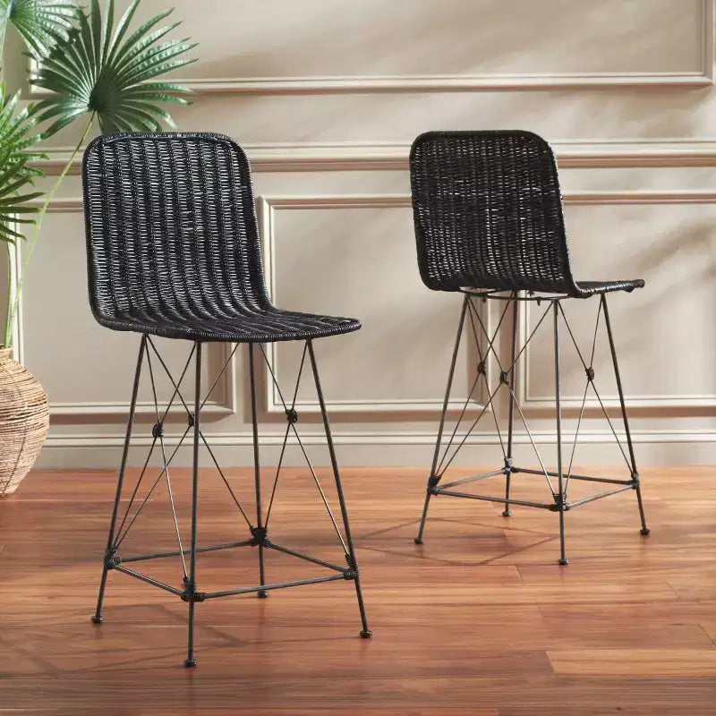 Minerva Weaved Counter Stool (Set Of 2) - BST6505 - Safavieh