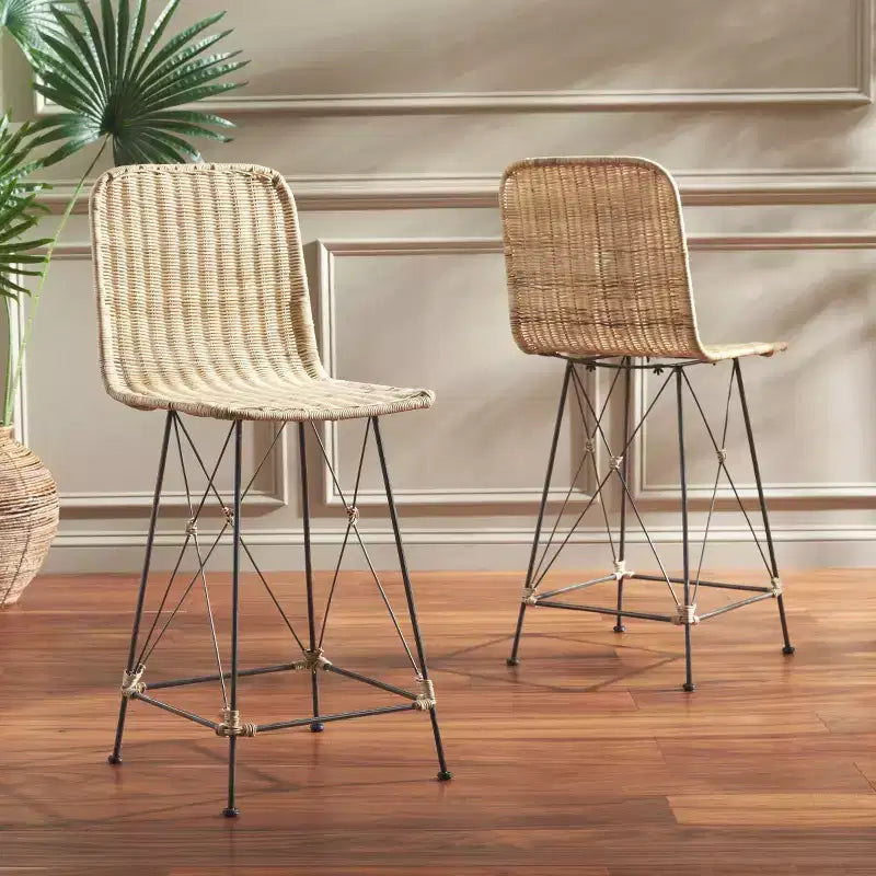 Minerva Weaved Counter Stool (Set Of 2) - BST6505 - Safavieh