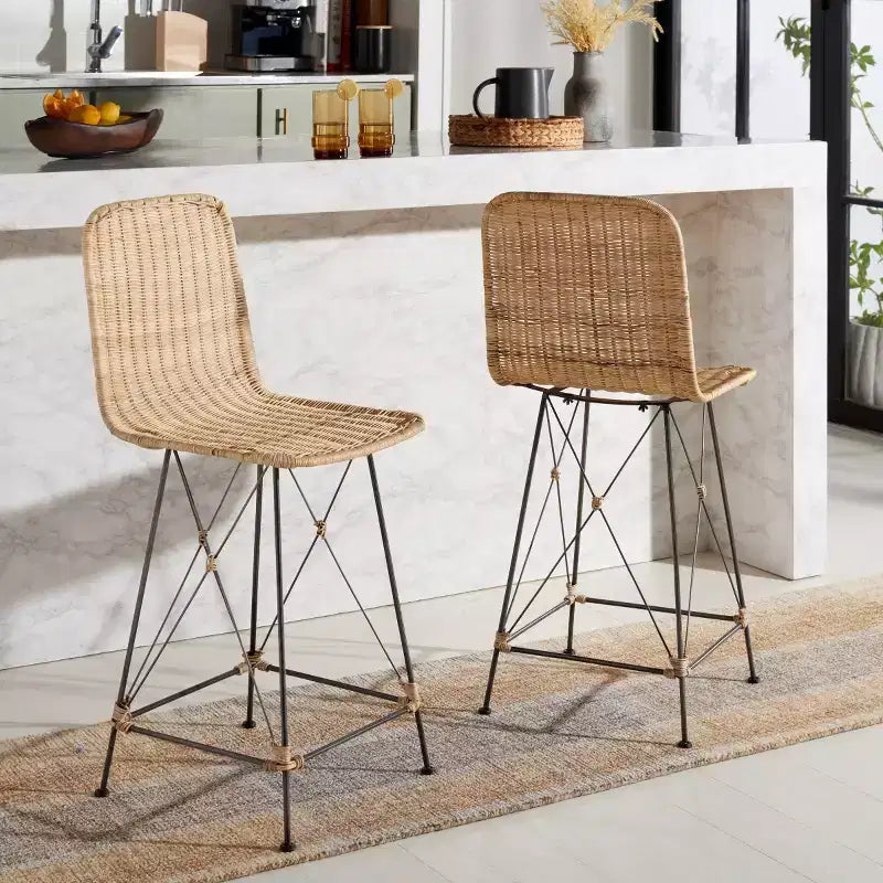 Minerva Weaved Counter Stool (Set Of 2) - BST6505 - Safavieh