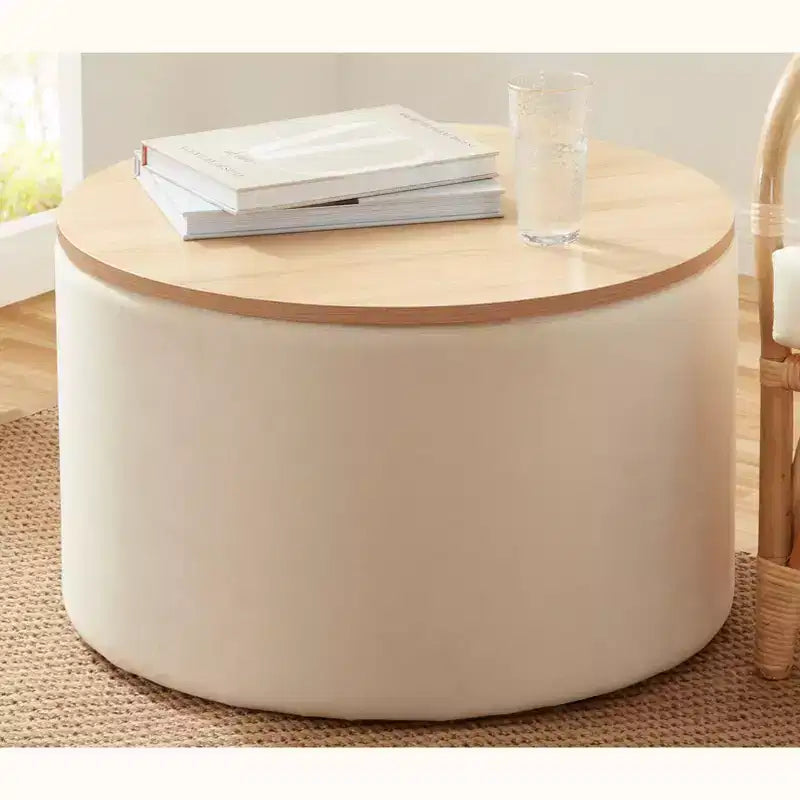 Ornavo Home Large 22 Inch Round Coffee Table Storage Ottoman