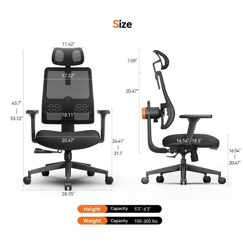 Fauteuil de bureau ergonomique noir