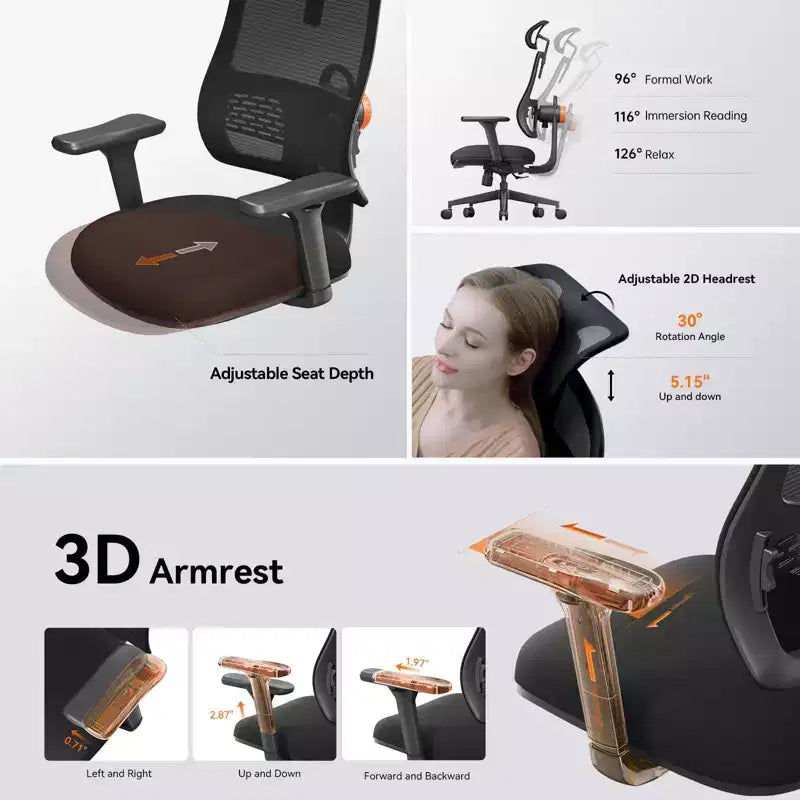 Fauteuil de bureau ergonomique noir