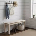 Banc d'entrée en bois massif pour salon, couloir et salle à manger, 47 pouces