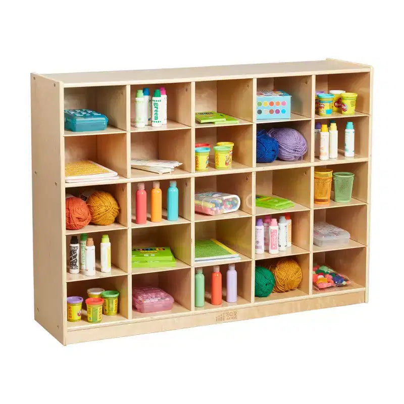 Meuble de rangement à bacs Cubby Mobile, 5x5, Mobilier de classe, Naturel