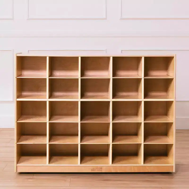Meuble de rangement à bacs Cubby Mobile, 5x5, Mobilier de classe, Naturel