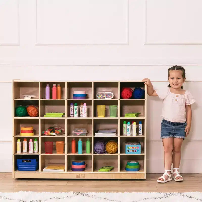 Meuble de rangement à bacs Cubby Mobile, 5x5, Mobilier de classe, Naturel