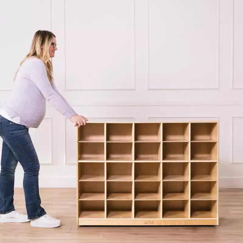 Meuble de rangement à bacs Cubby Mobile, 5x5, Mobilier de classe, Naturel