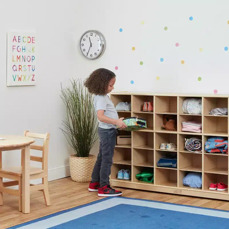 Meuble de rangement à bacs Cubby Mobile, 5x5, Mobilier de classe, Naturel