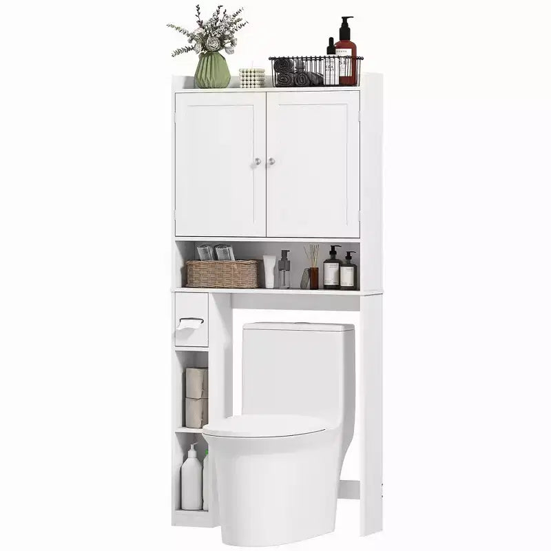 Meuble de rangement au-dessus des toilettes, organisateur de salle de bain moderne avec 2 portes à placer au-dessus des toilettes