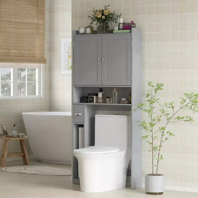 Meuble de rangement au-dessus des toilettes, organisateur de salle de bain moderne avec 2 portes à placer au-dessus des toilettes