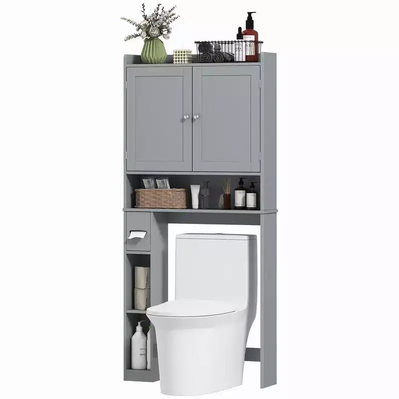 Meuble de rangement au-dessus des toilettes, organisateur de salle de bain moderne avec 2 portes à placer au-dessus des toilettes