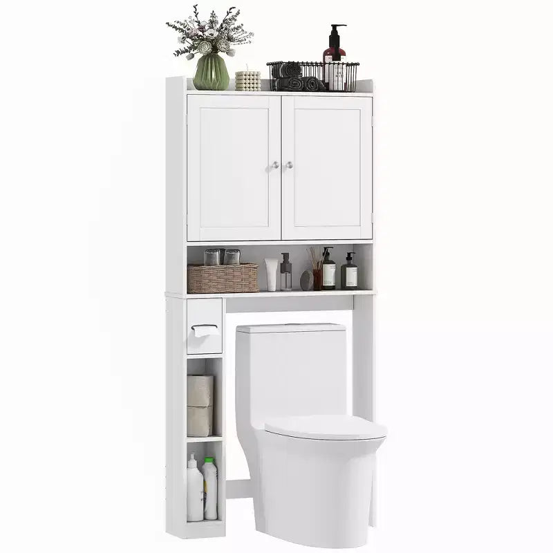 Meuble de rangement au-dessus des toilettes, organisateur de salle de bain moderne avec 2 portes à placer au-dessus des toilettes